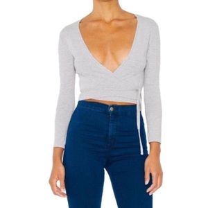 Gray American Apparel Wrap Top